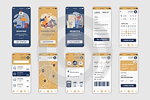 Booking concept screens set for mobile app template.