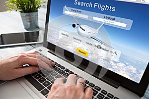 Booking flight travel traveler search reservation holiday page photo
