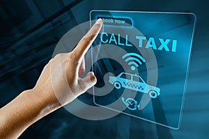 Booking Taxi On a digital screen