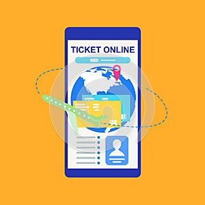 Booking Tickets Online with Phone Vector Concept