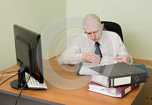 Bookkeeper on a workplace at office