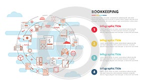 Bookkeeping concept for infographic template banner with four point list information