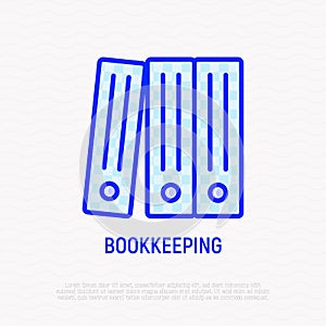 Bookkeeping symbol: stack of folders line icon