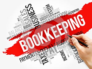 Bookkeeping word cloud collage, business concept photo
