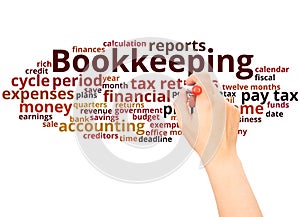 Bookkeeping word cloud hand writing concept