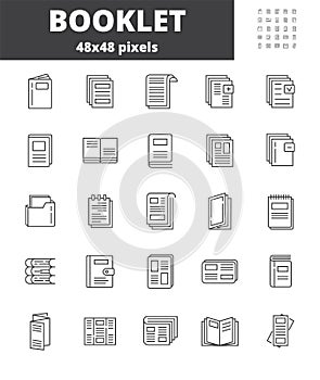 Booklet page icon vector in thin line style. Outline symbol for reference, paper, documents