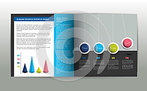 Booklet page. Magazine layout for infographics. Web template. photo