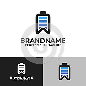 Bookmark Battery Logo, suitable for business related to Bookmark and Battery