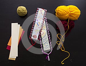 bookmark for books, Art and handswork for children with woolen threads