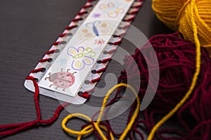 bookmark for books, Art and handswork for children with woolen threads