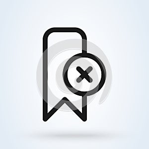 Bookmark delete symbol, Simple vector modern icon design illustration