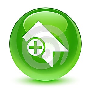 Bookmark icon glassy green round button