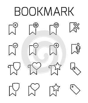 Bookmark related vector icon set.