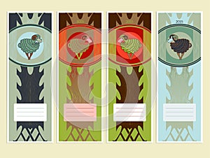Bookmarks or banners with sheeps to the Chinese New Year
