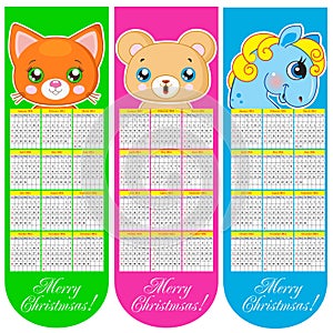 Bookmarks and calendar 2014 with animals
