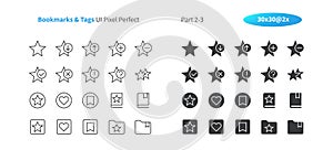 Bookmarks Tags UI Pixel Perfect Well-crafted Vector Thin Line And Solid Icons 30 2x Grid for Web Graphics and Apps.