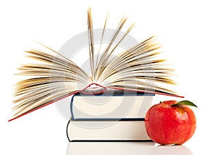 Books and apple