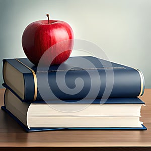 Books, apple and blackboard theme back to school concept