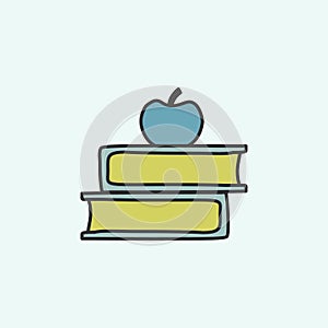 books and apple sketch icon. Element of education icon for mobile concept and web apps. Field outline books and apple sketch icon