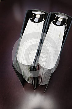 Books Binders on Old Desk