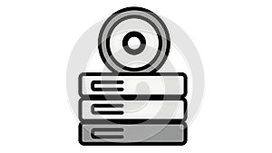 Books and CD Stack Icon for Knowledge and Data Storage