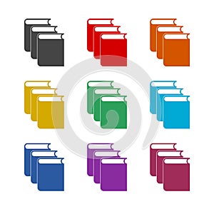 Books color icon set isolated on white background