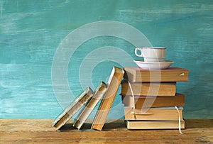 Books with a cup of coffee