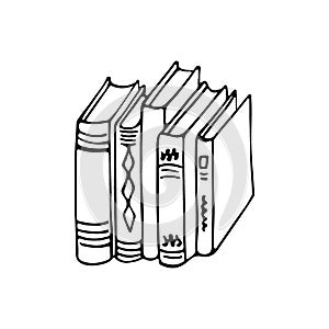 Books doodle color linear icon