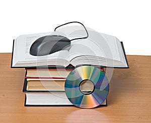 Books, dvd, and mouse