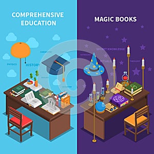 Books And Education Banners Set