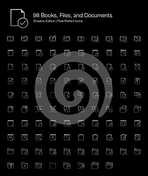 Books Files and Documents Icon Set for Black Background