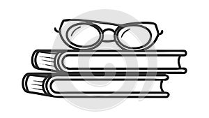 Books and Glasses Study Reading Outline Vector, vector design Generative AI