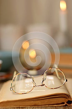 Books, Glasses, Tablet, Tea, Chocolate, Cookies and Candles