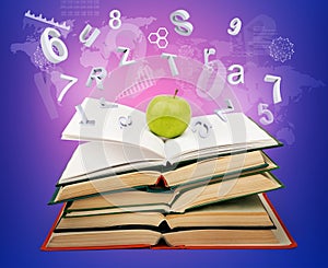 Books with green apple