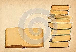 Books on grunge background