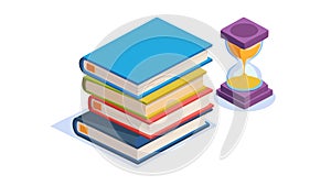 Books and Hourglass, Time for Learning, vector design Generative AI