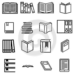 Books  icons set. Book icon. library illustration simbol collection. Education logo or sign.