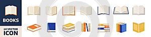Books Icons. Books Set. Flat Style.