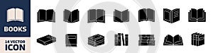 Books Icons. Books Set. Silhouette Style.