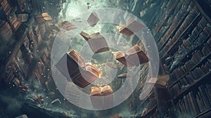 Falling Books Library