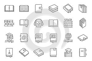 Books outline icon for e-book store, encyclopedia.