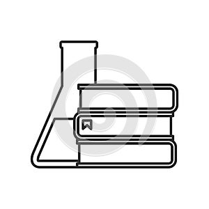 Books and Phial Outline Flat Icon on White