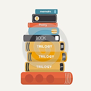 Books pile, stack. Flat style, vector hand draw concept