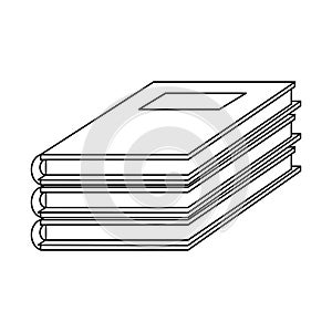 Books piled up symbol black and white