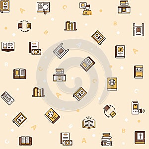Books reading color linear vector icons set