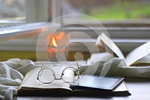 Books, Reading Glasses and E-Reader