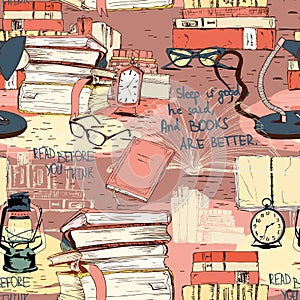 Books reading seamless background