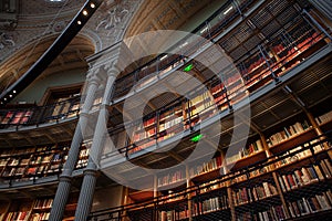 Books on shelves in a circular hall