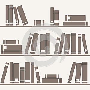 Books on the shelves vector simply retro illustration. photo