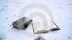 Books in snow